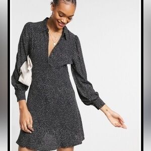 & Other Stories Black and White Polka Dot Mini Dress Size 0